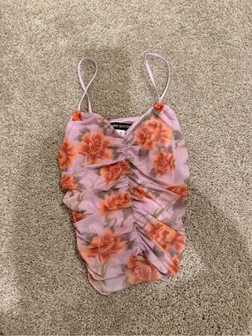 Urban Outfitters Lavender Pink Cami with Orange Floral Print